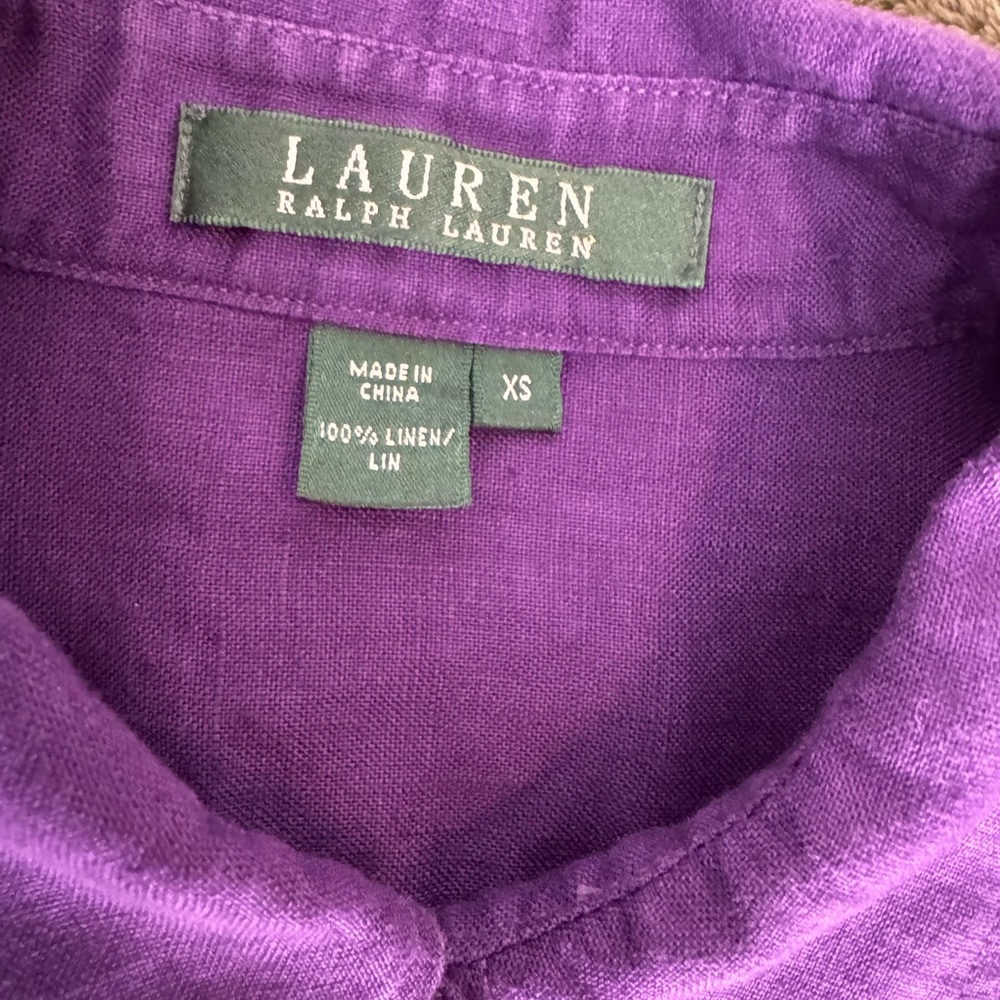 Ralph Lauren Linen Purple Button Down Shirt - Picture 3 of 4